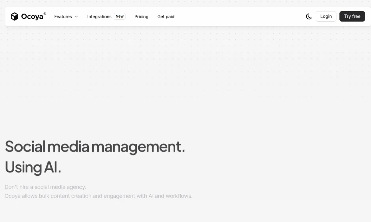 Screenshot of Ocoya website