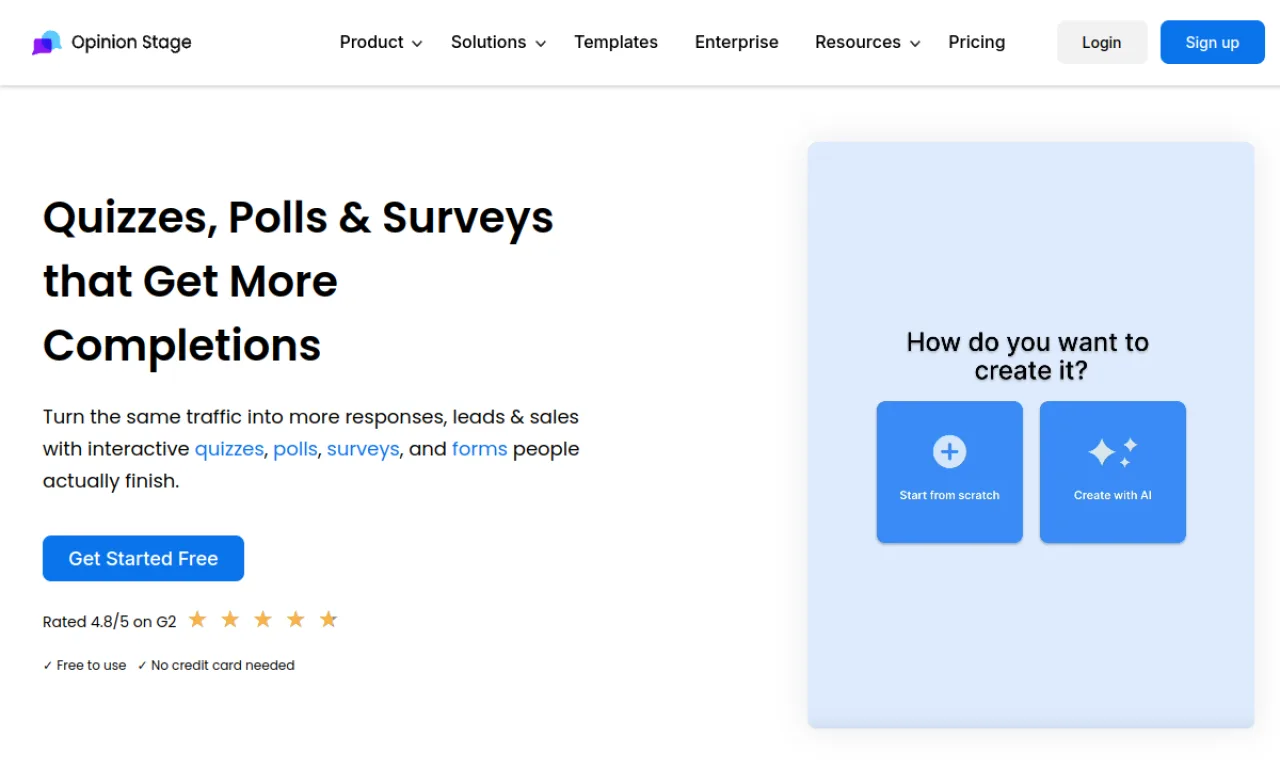 Screenshot of Opinion Stage website