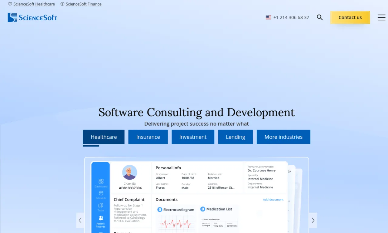 Screenshot of Scnsoft website