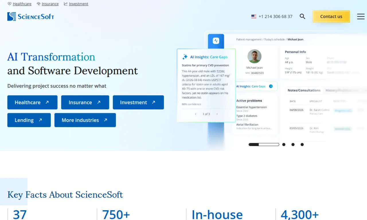 Screenshot of Scnsoft website