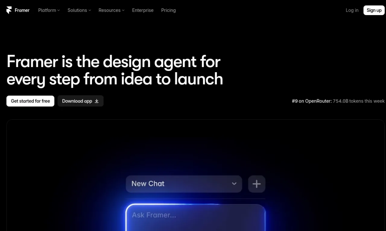 Screenshot of Framer website