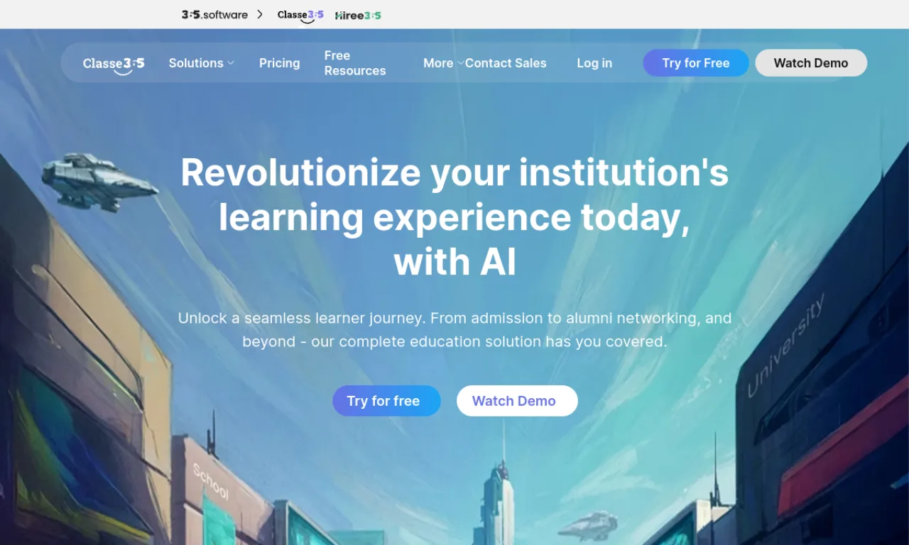 Screenshot of Classe365 website