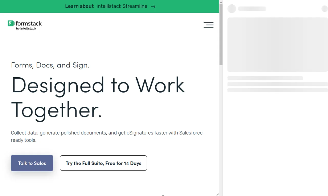 Screenshot of Formstack website