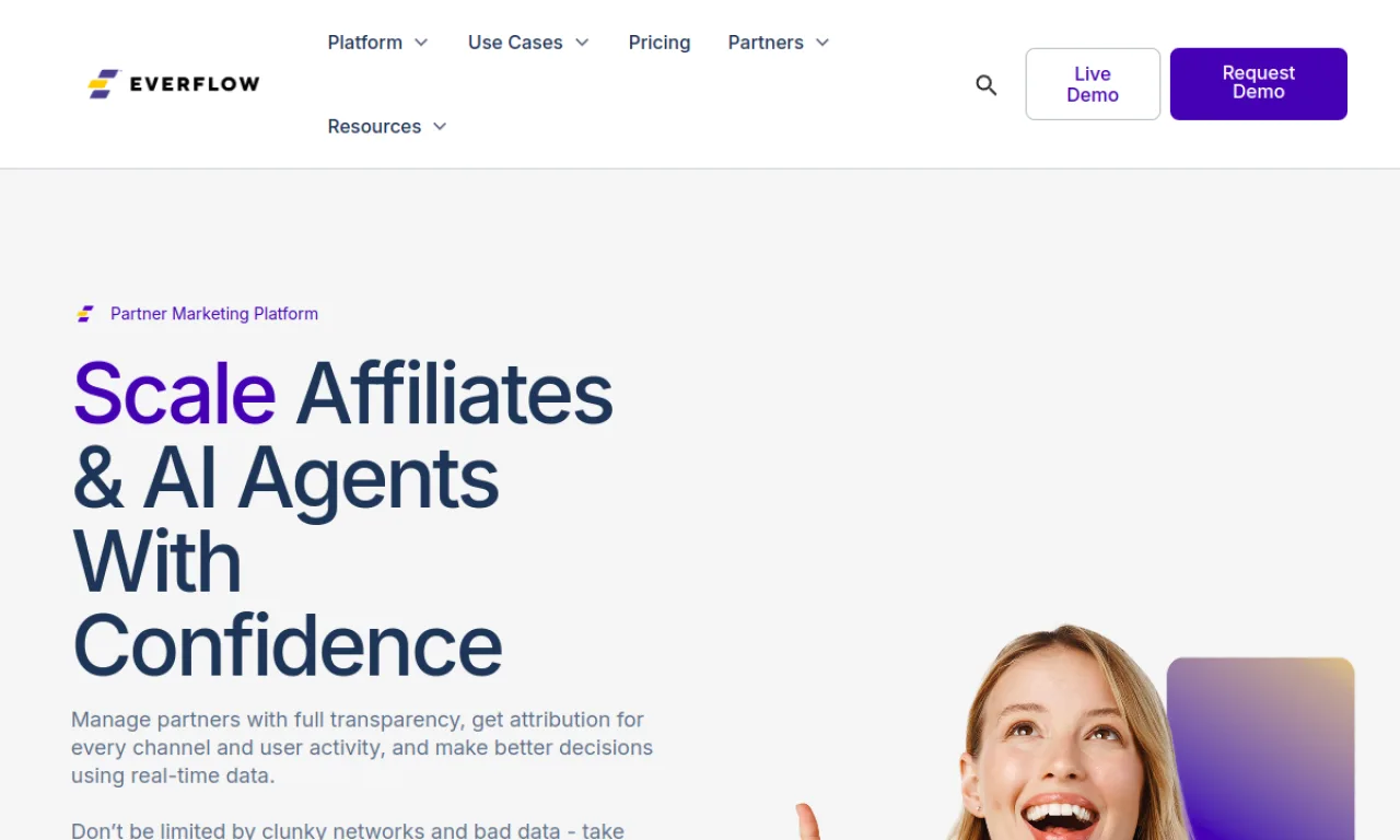 Screenshot of Everflow Partner website
