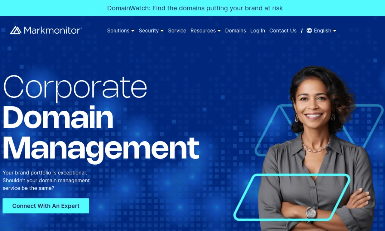 Screenshot of MarkMonitor website
