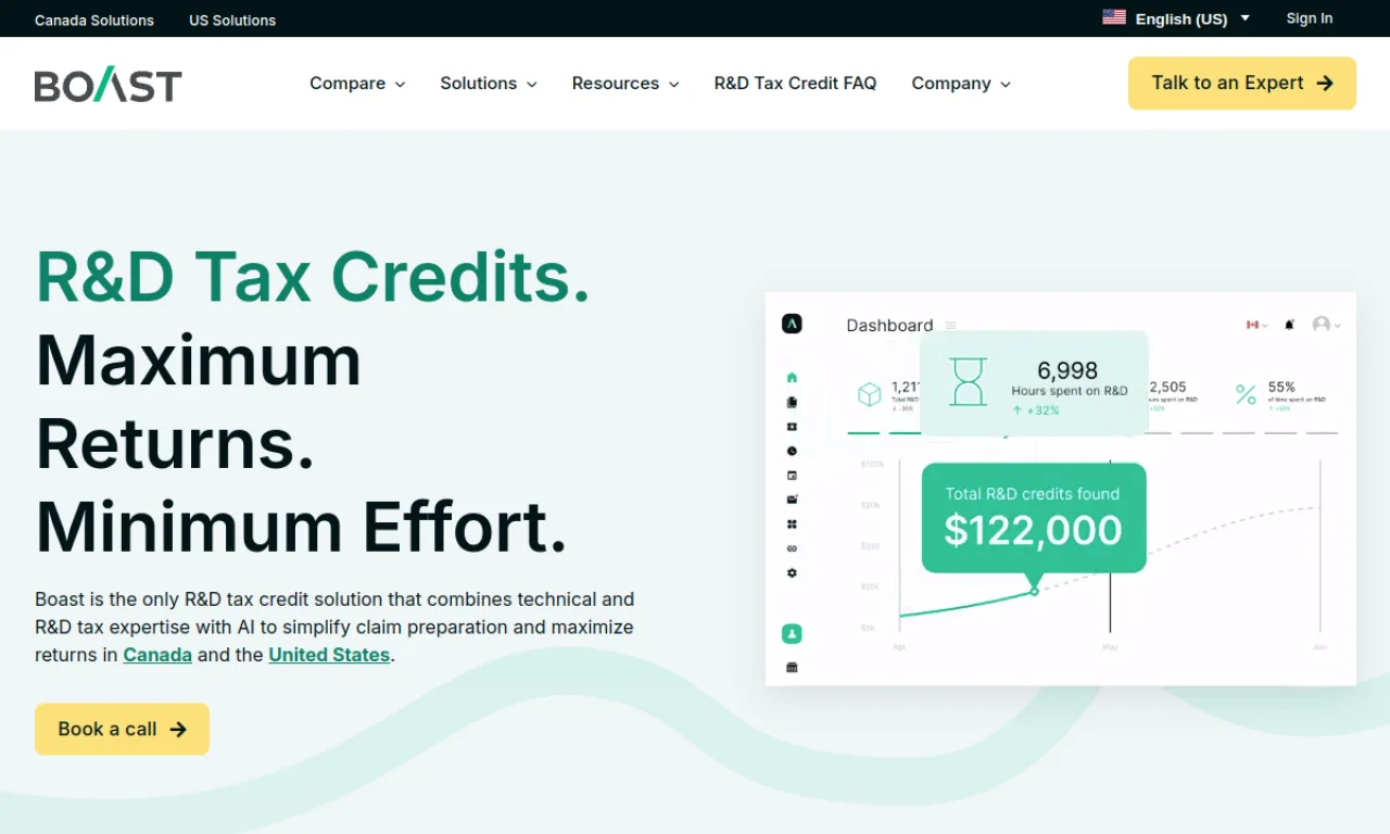 Screenshot of Boast website