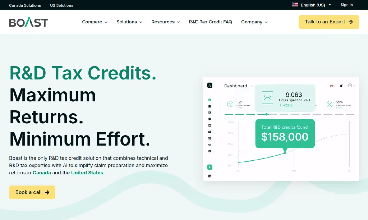 Screenshot of Boast website