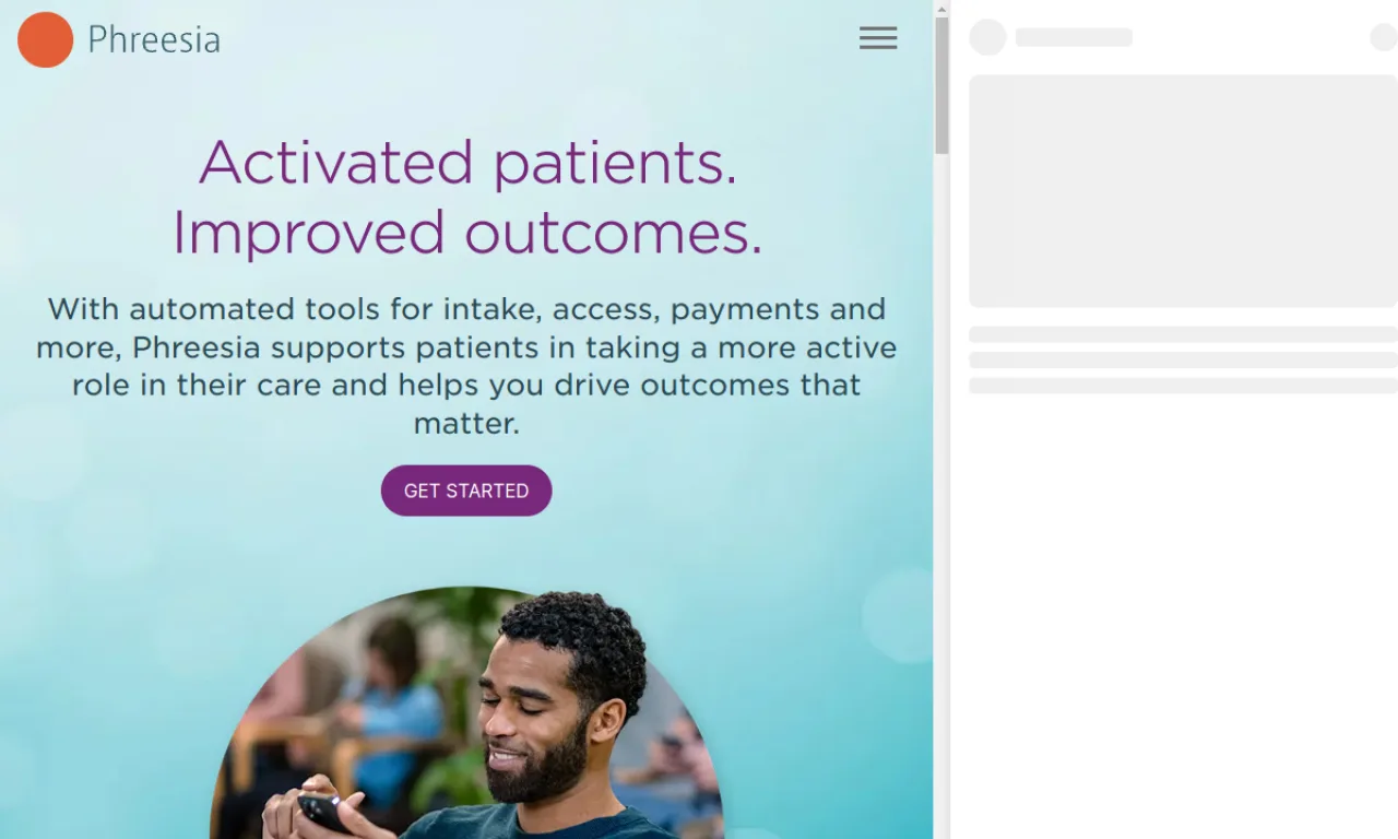 Screenshot of Phreesia website