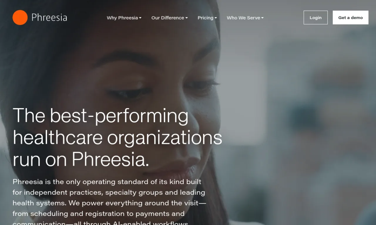 Screenshot of Phreesia website