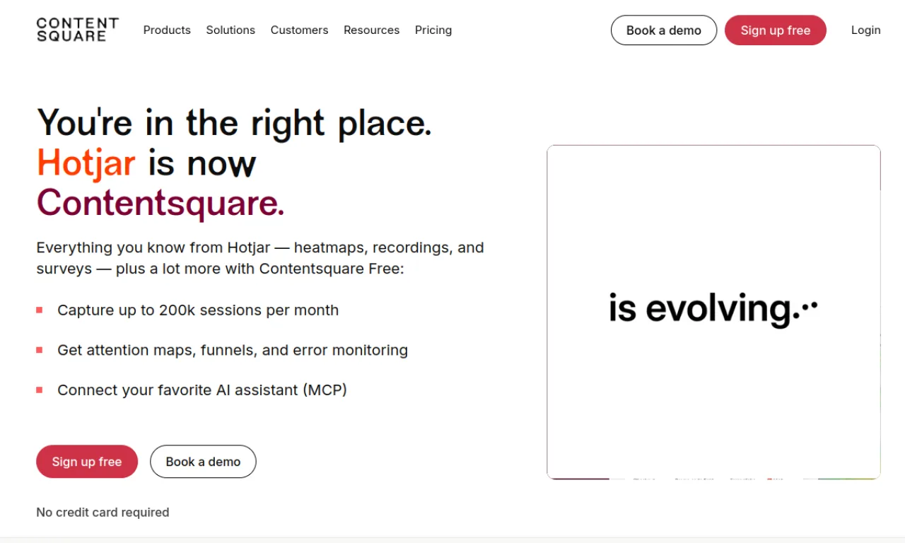 Screenshot of Hotjar Engage / Userberry website