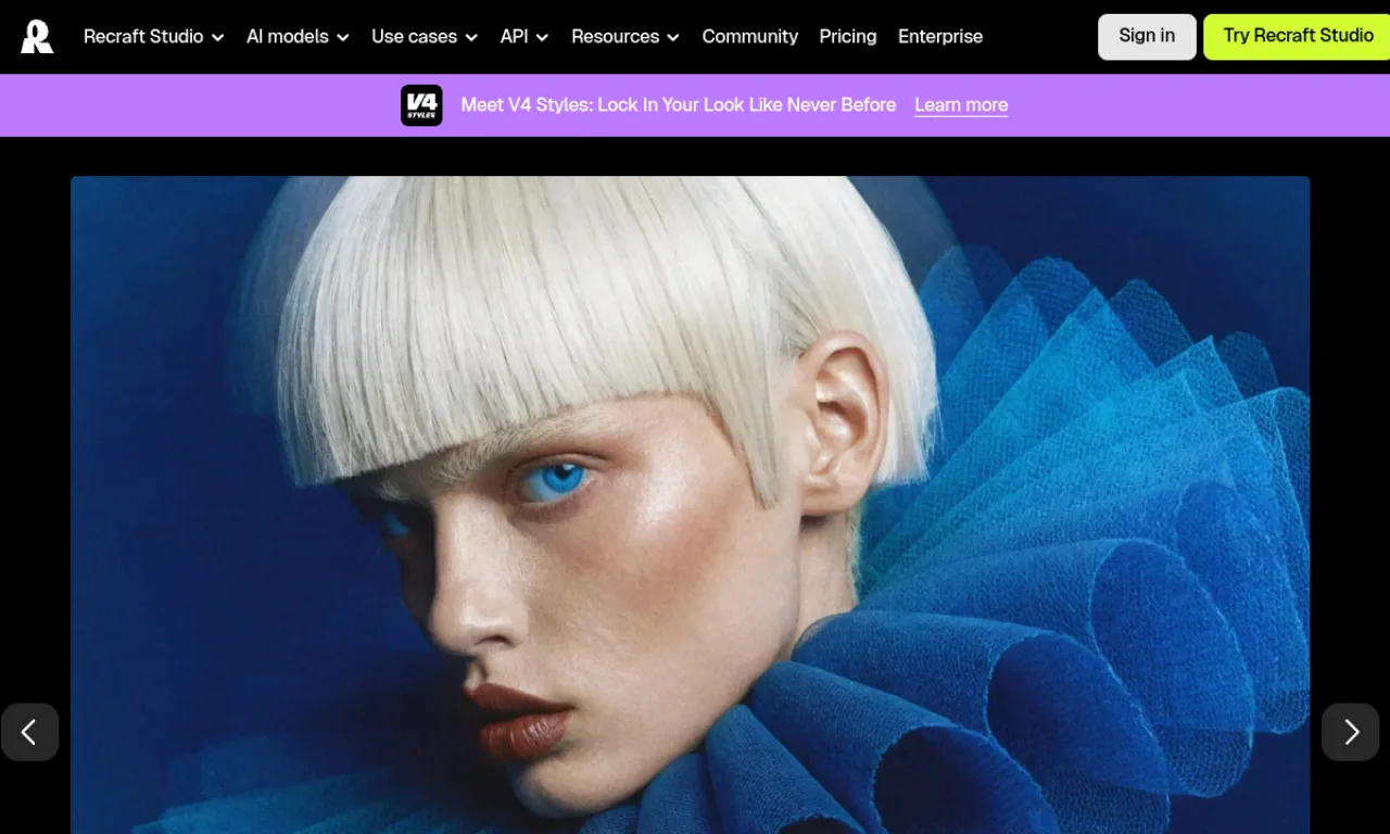 Screenshot of Recraft website
