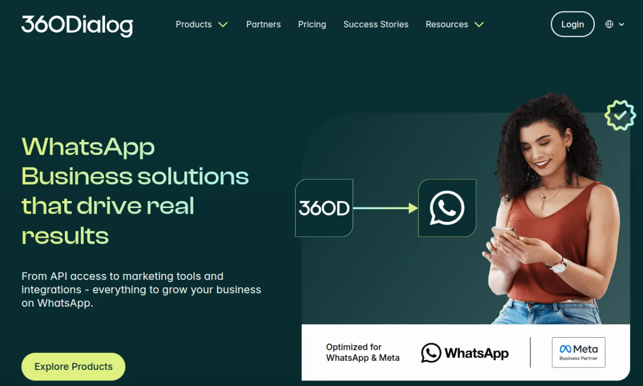 Screenshot of 360dialog website