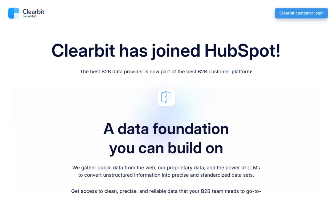 Screenshot of Clearbit Enrichment website