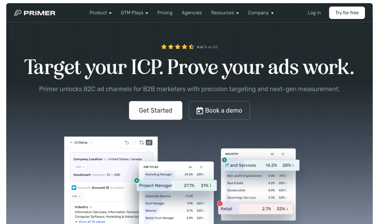 Screenshot of Primer / Primer.ai website