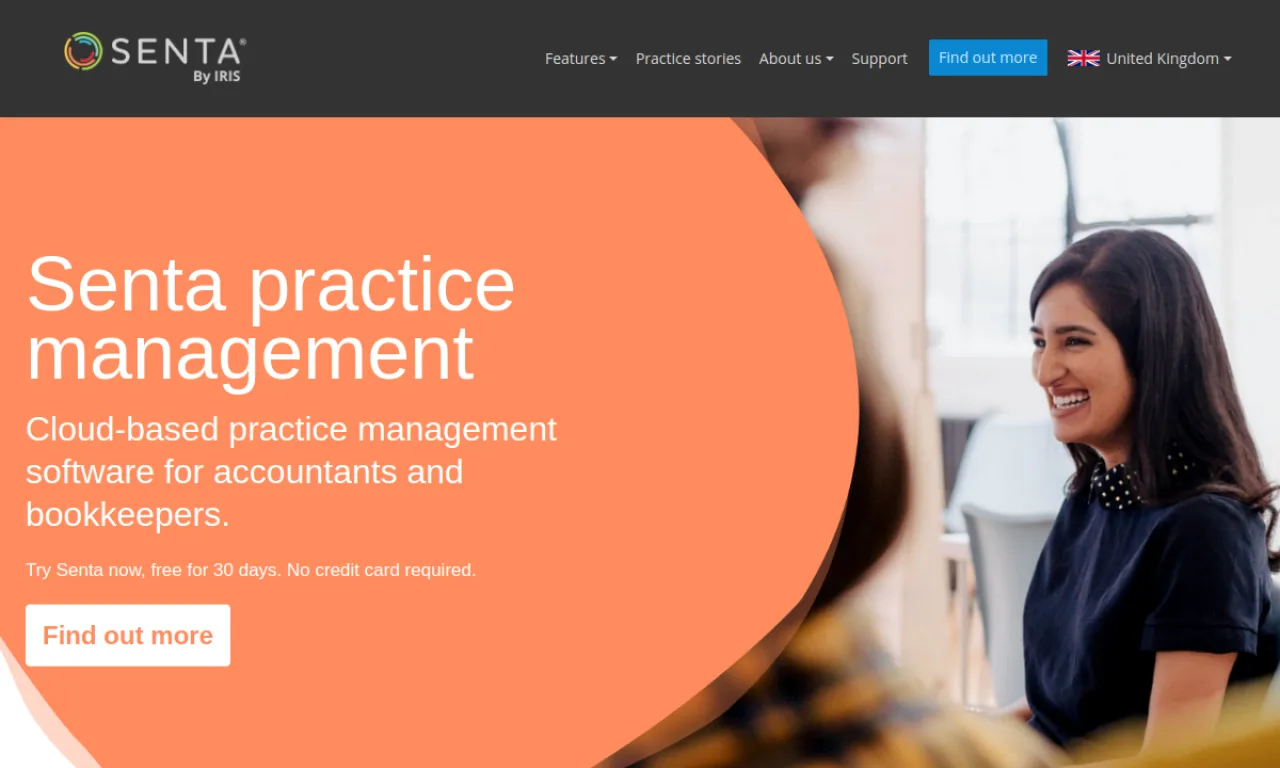 Screenshot of Senta website