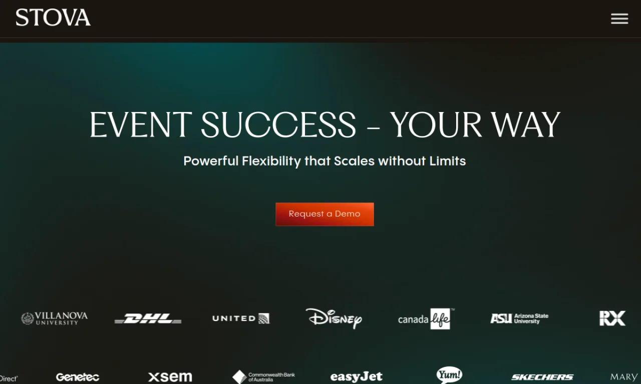 Screenshot of Stova website