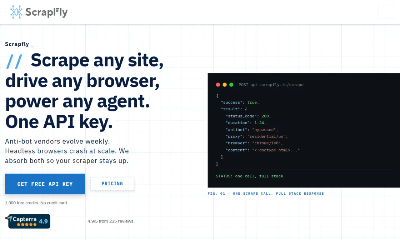 Screenshot of Scrapfly website