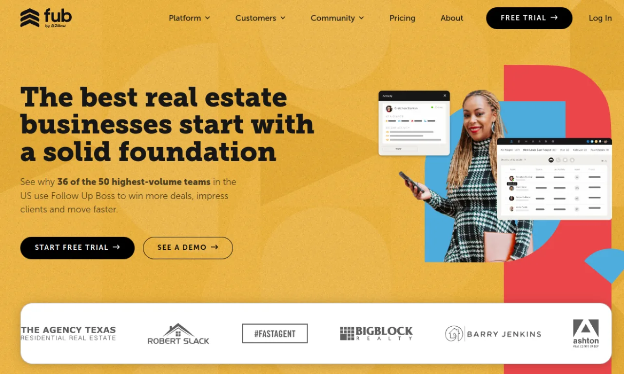 Screenshot of Follow Up Boss website