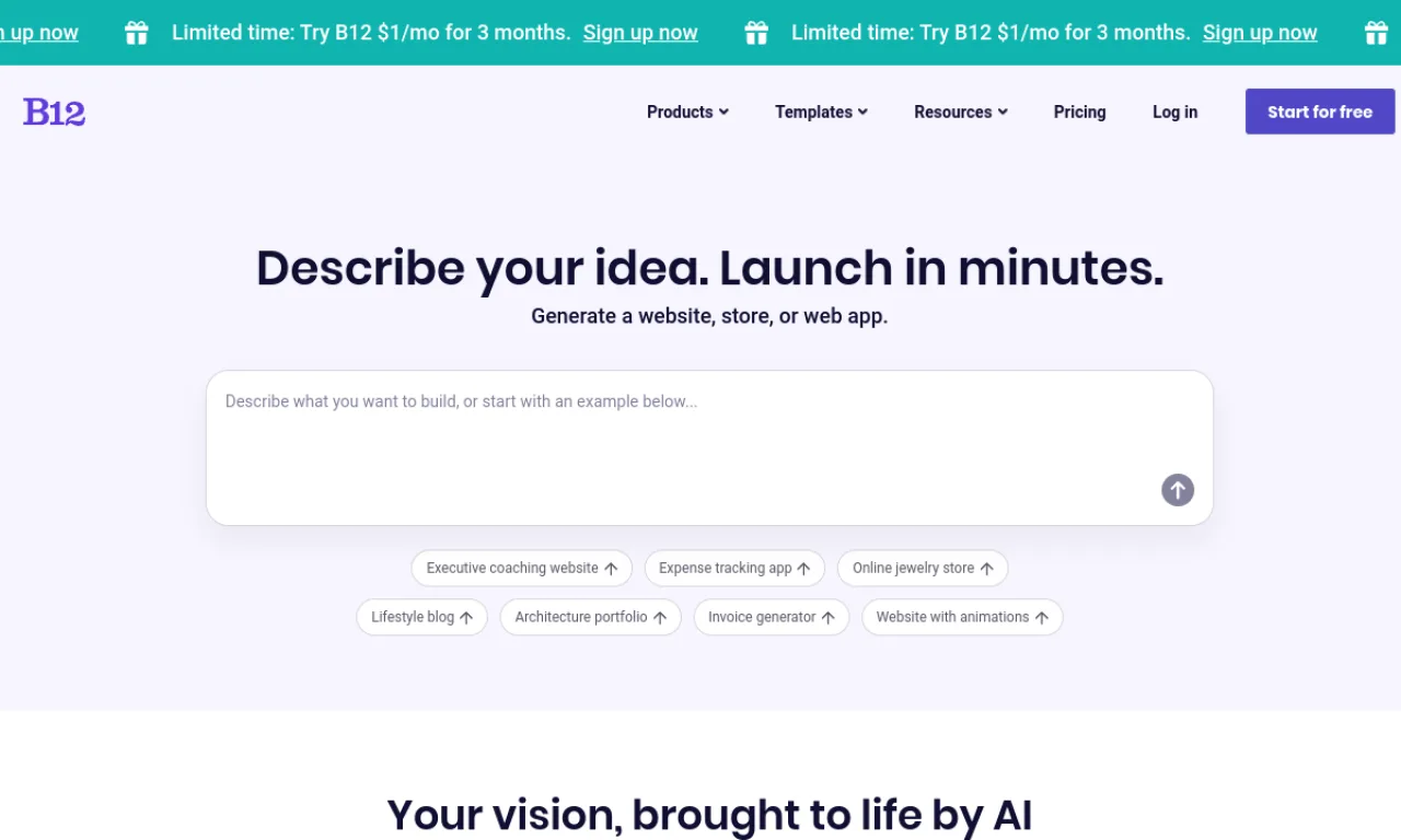 Screenshot of B12 website
