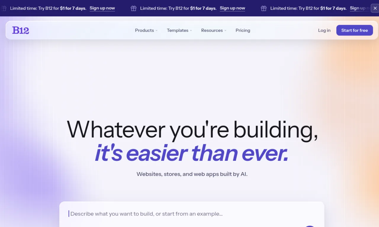 Screenshot of B12 website
