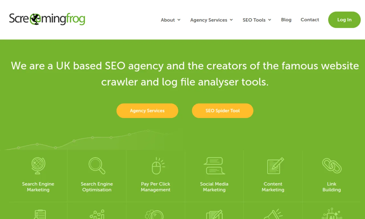 Screenshot of Screaming Frog website