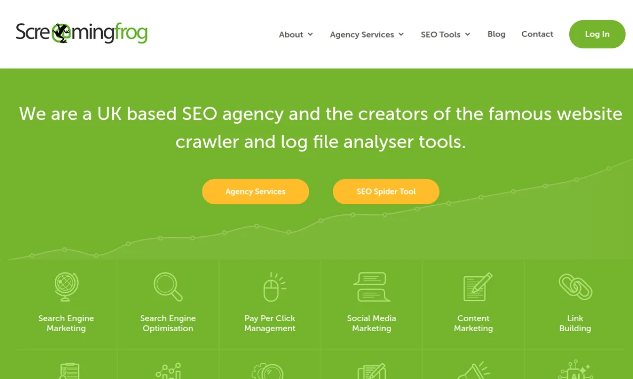 Screenshot of Screaming Frog website