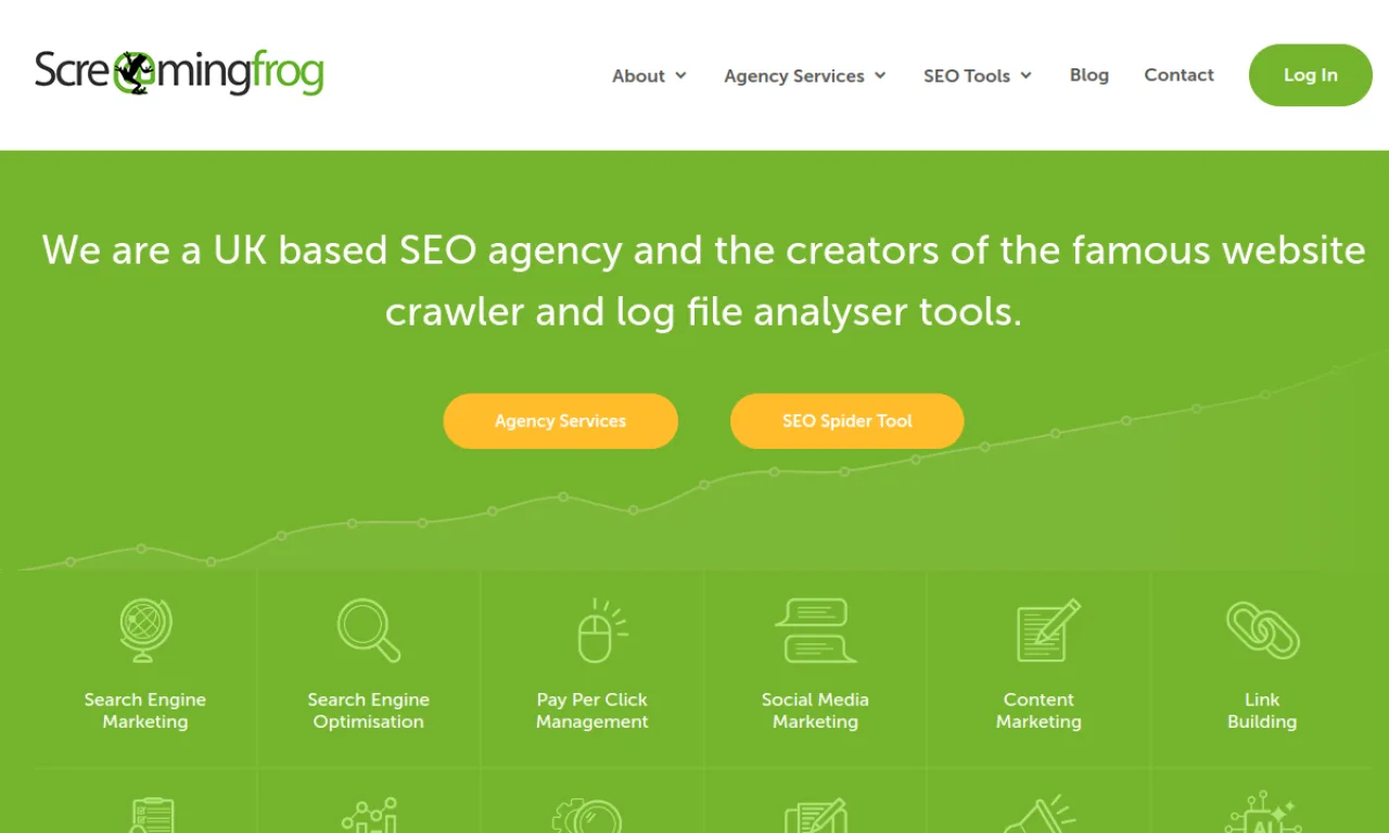 Screenshot of Screaming Frog website