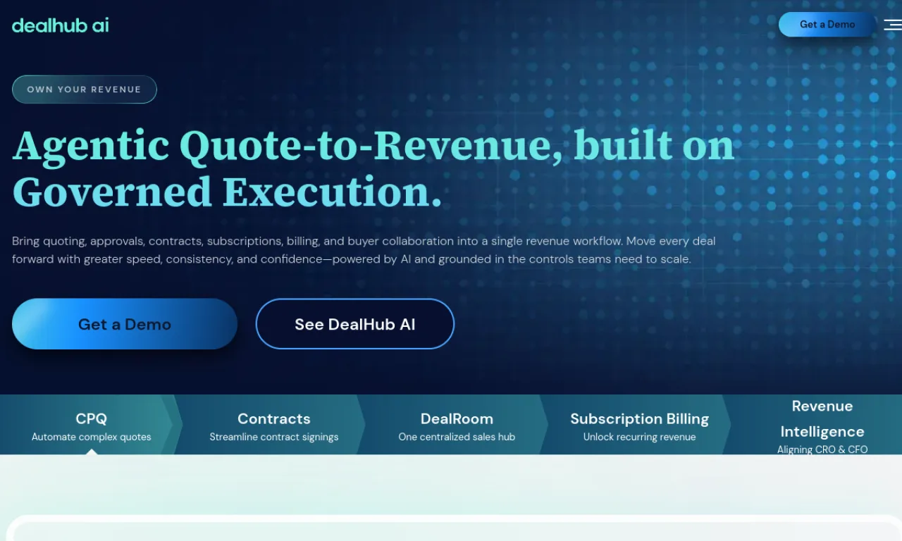 Screenshot of DealHub website