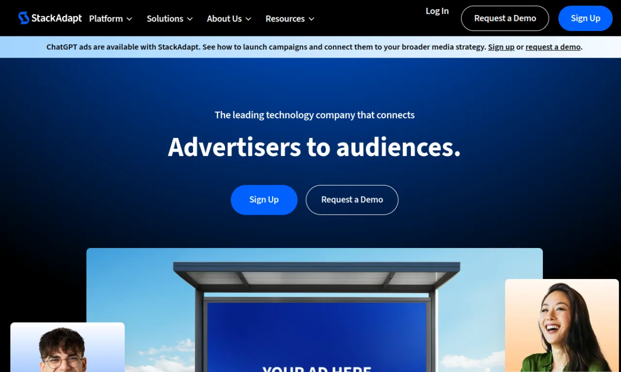 Screenshot of StackAdapt website