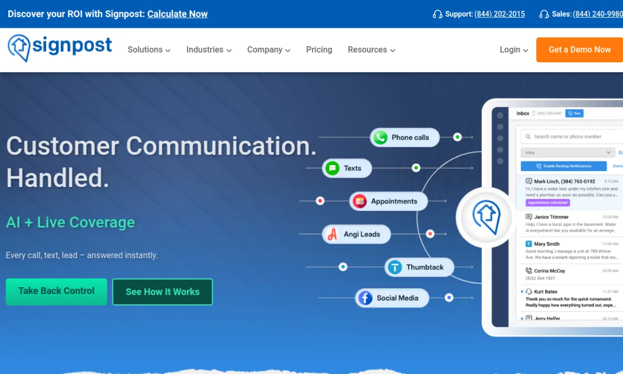 Screenshot of Signpost website