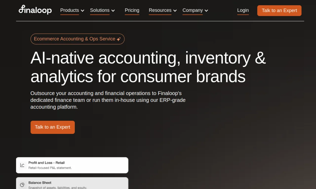Screenshot of Finaloop website