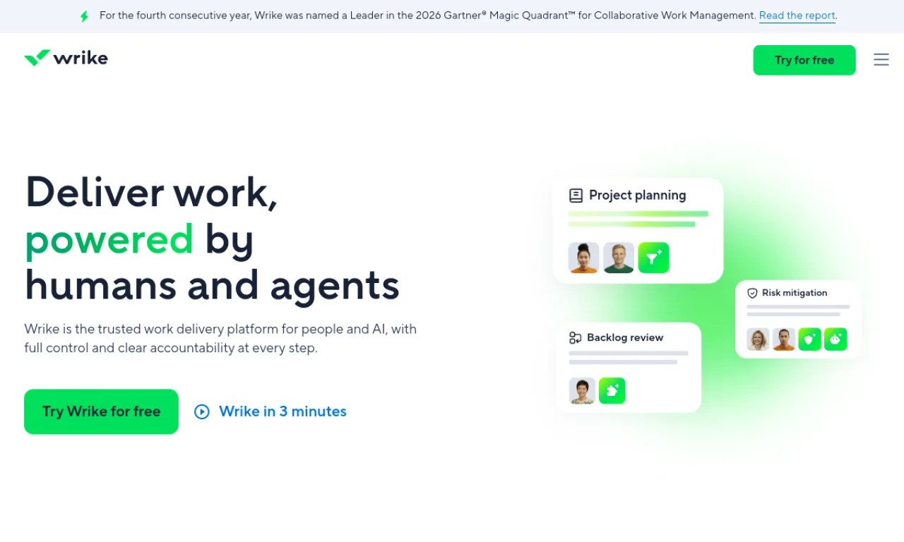 Screenshot of Wrike website