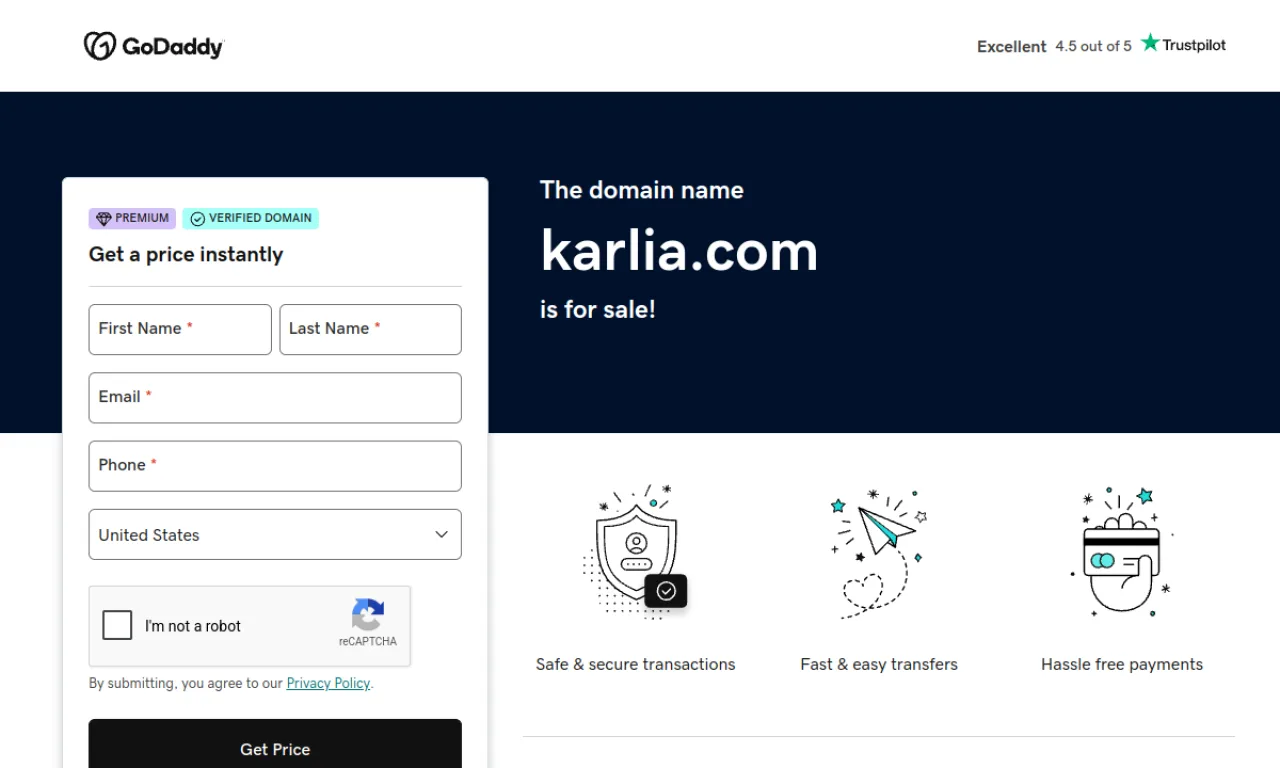 Screenshot of Karlia website
