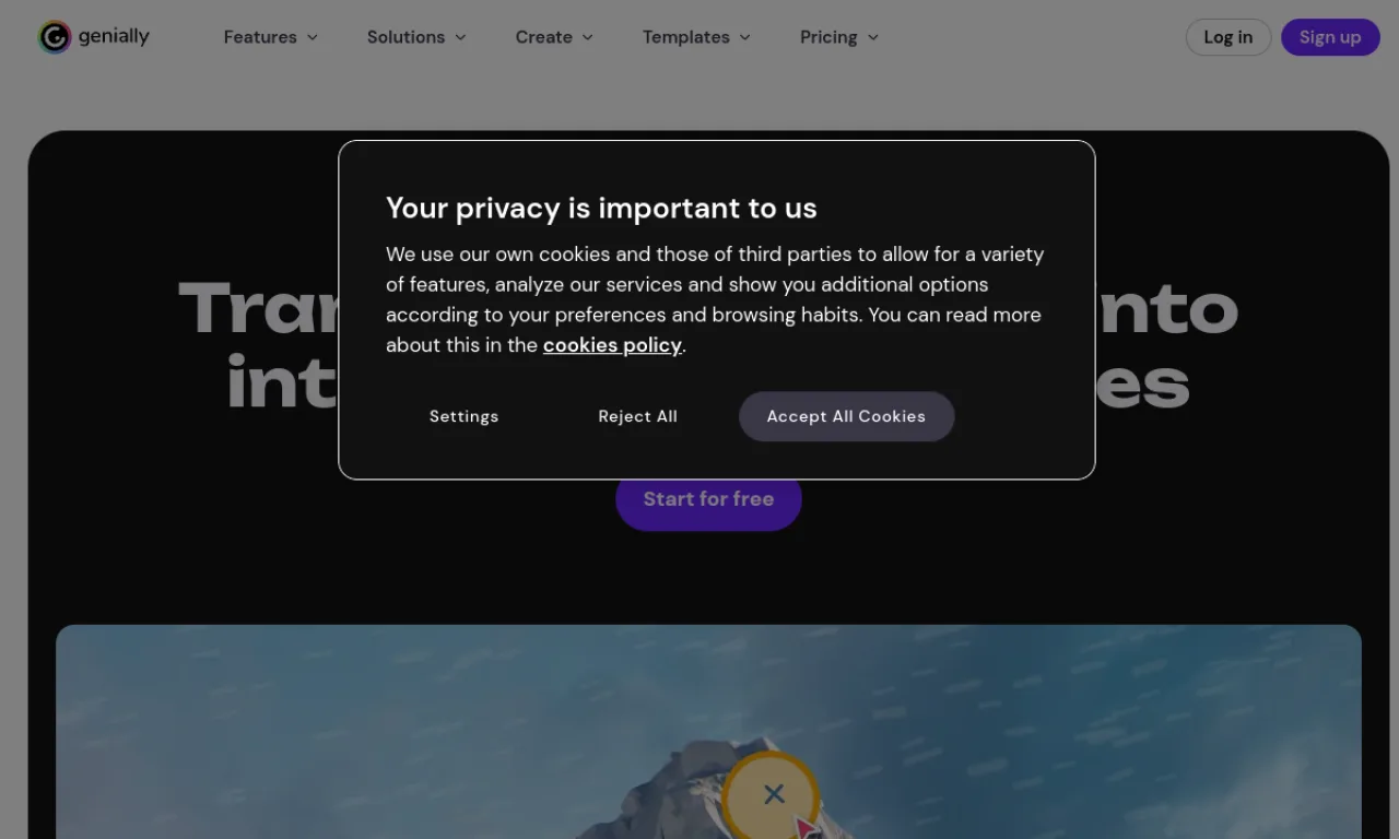Screenshot of Genially website