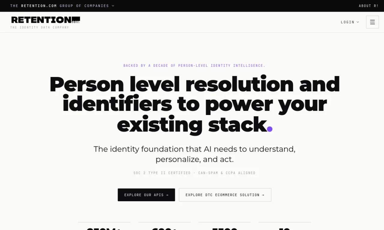 Screenshot of Retention.com website