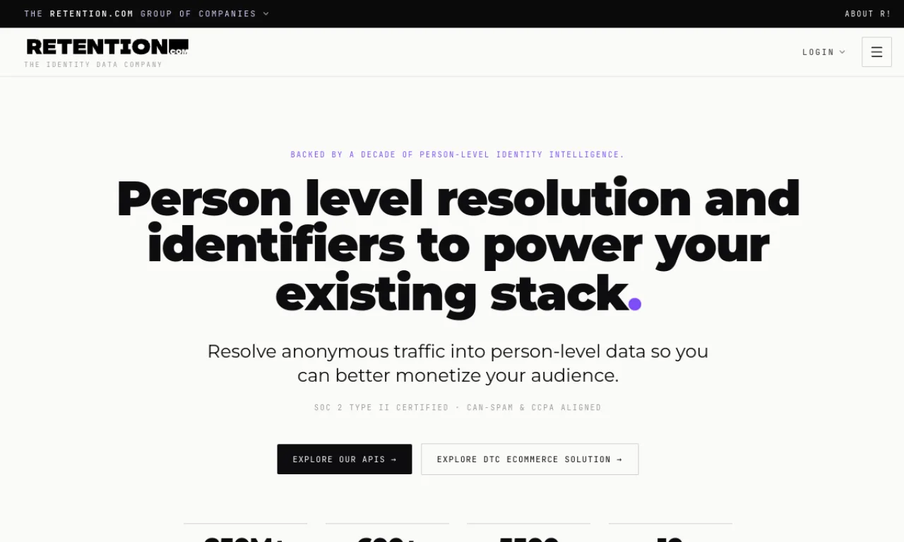 Screenshot of Retention.com website