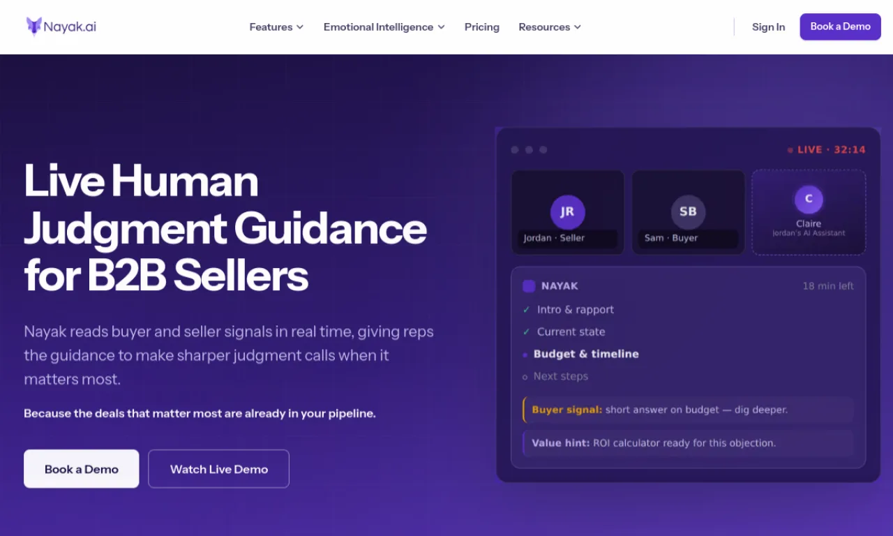 Screenshot of Nayak.ai website