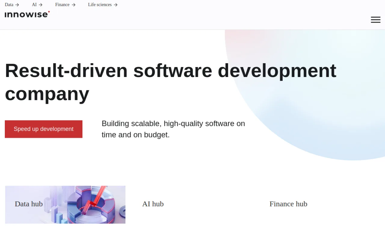 Screenshot of Innowise website