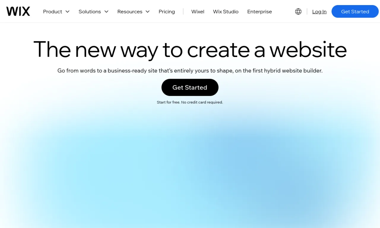Screenshot of Wix AI website