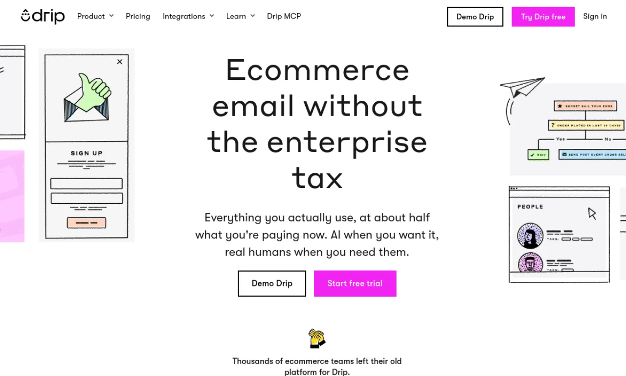 Screenshot of Drip (ecom) website