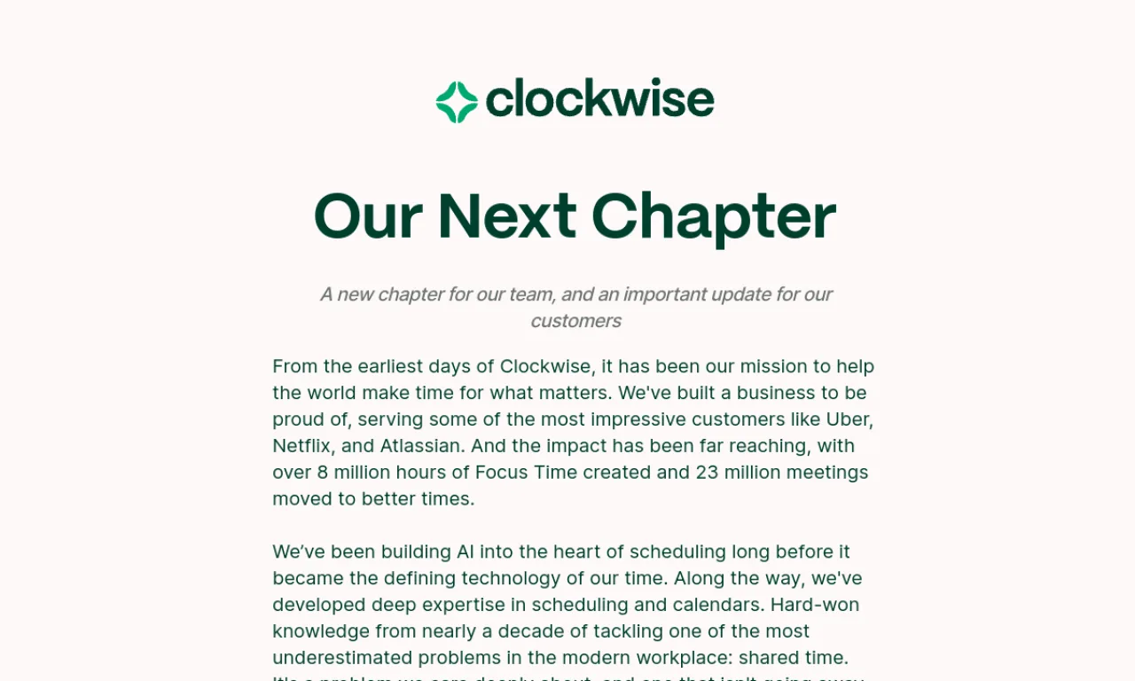 Screenshot of Clockwise website