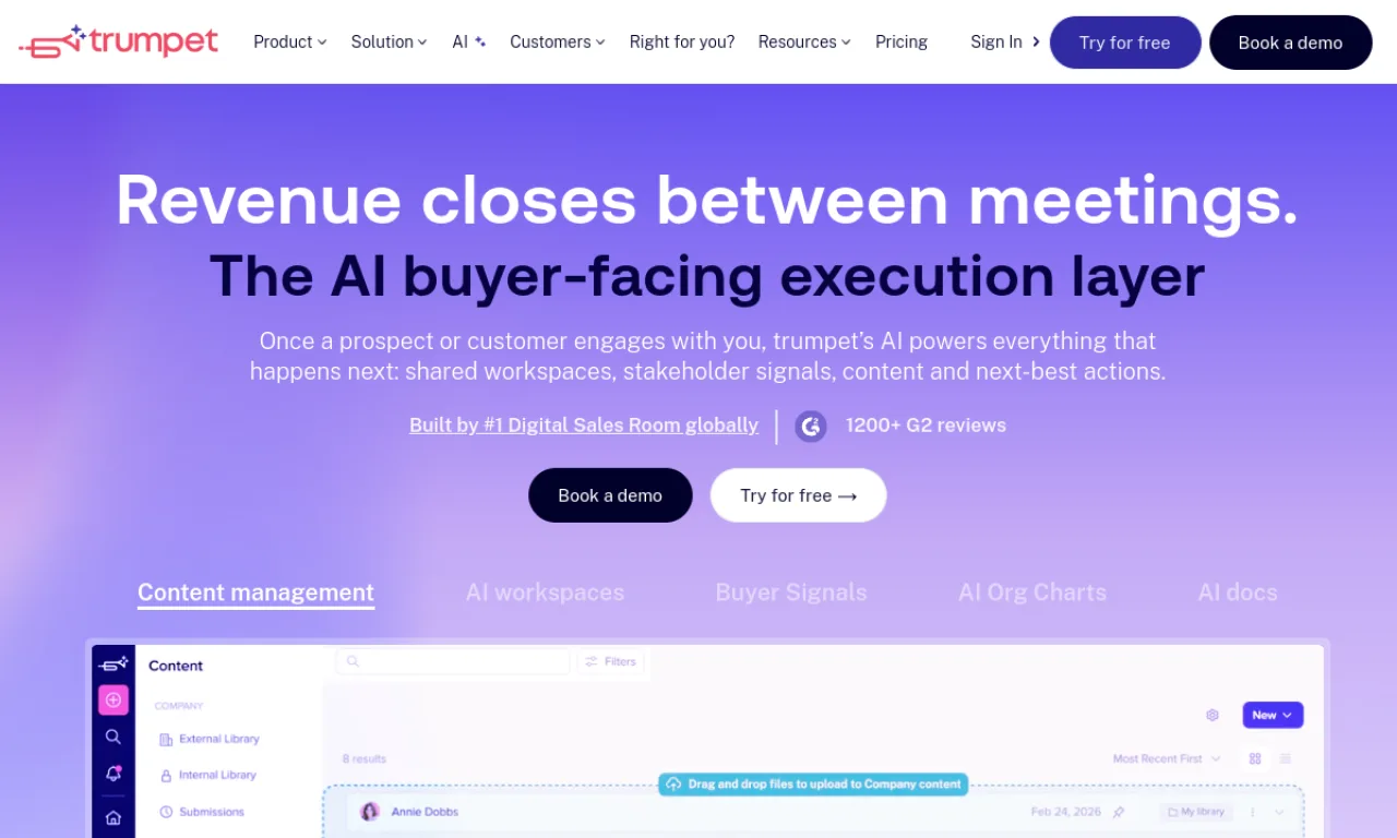 Screenshot of Trumpet website