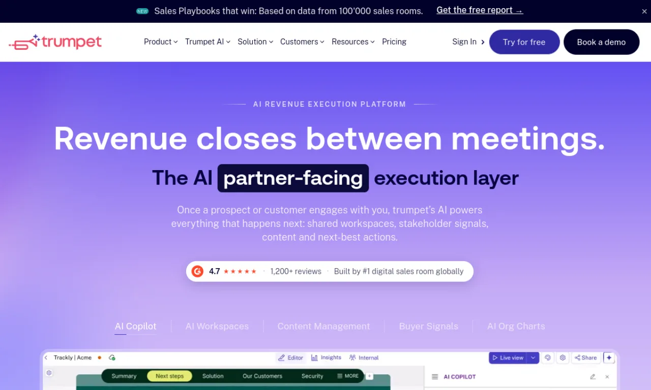 Screenshot of Trumpet website