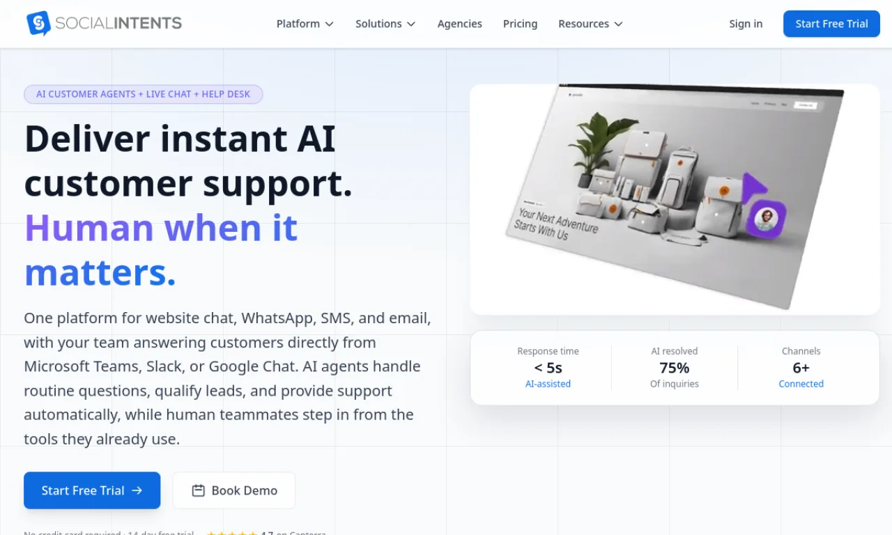 Screenshot of Social Intents website