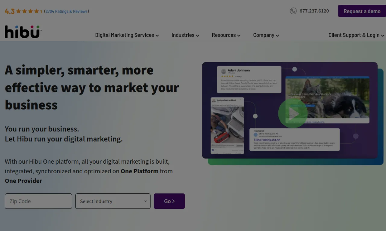 Screenshot of Hibu website