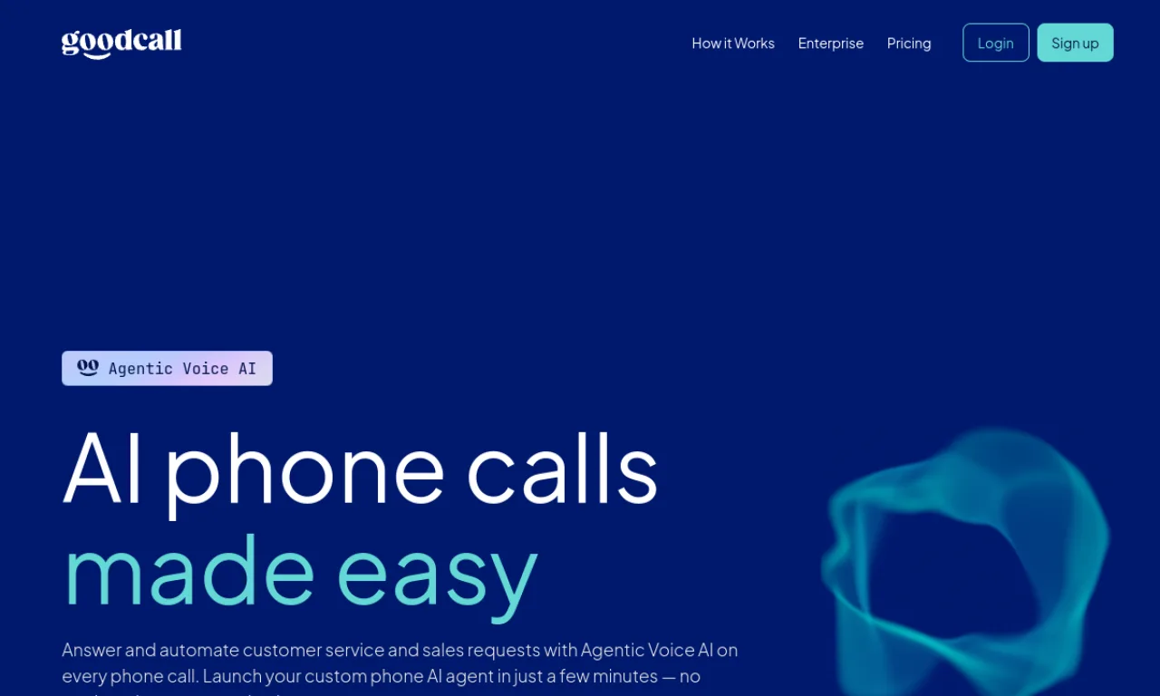 Screenshot of Goodcall / Rosie website