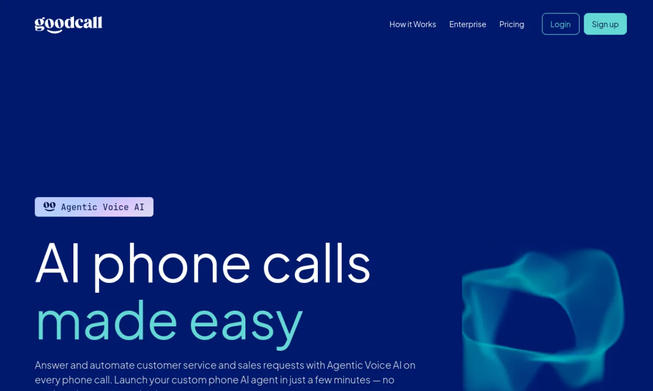 Screenshot of Goodcall / Rosie website