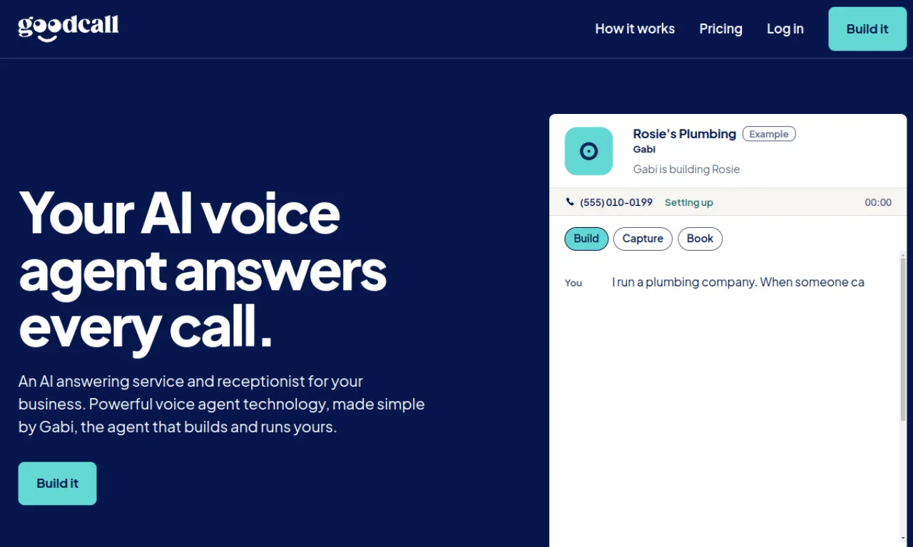 Screenshot of Goodcall / Rosie website
