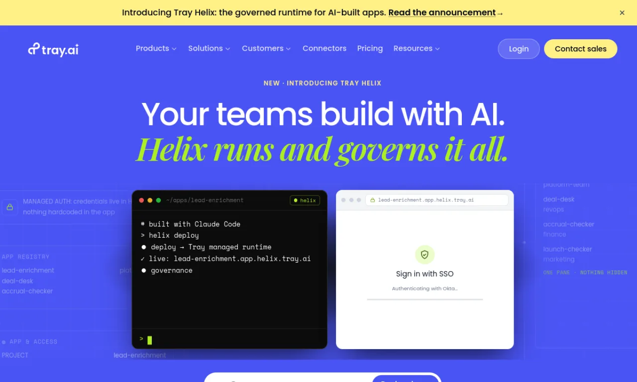 Screenshot of Tray website