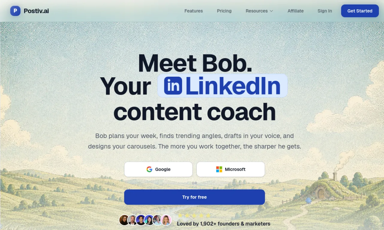Screenshot of Postiv website